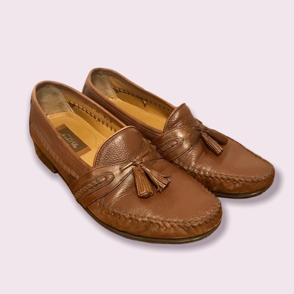 Tasso Elba Men’s shoes Brown Leather Tassel slip on Loafers size 8.5 - Picture 3 of 9